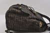 Authentic FENDI Vintage Zucca Backpack Purse Canvas Leather Brown 1111I