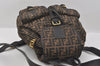 Authentic FENDI Vintage Zucca Backpack Purse Canvas Leather Brown 1111I