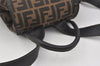 Authentic FENDI Vintage Zucca Backpack Purse Canvas Leather Brown 1111I