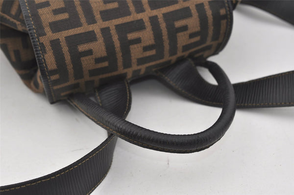 Authentic FENDI Vintage Zucca Backpack Purse Canvas Leather Brown 1111I