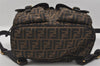 Authentic FENDI Vintage Zucca Backpack Purse Canvas Leather Brown 1111I