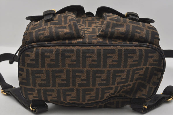 Authentic FENDI Vintage Zucca Backpack Purse Canvas Leather Brown 1111I