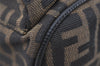 Authentic FENDI Vintage Zucca Backpack Purse Canvas Leather Brown 1111I