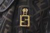 Authentic FENDI Vintage Zucca Backpack Purse Canvas Leather Brown 1111I