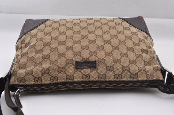 Authentic GUCCI Shoulder Cross Body Bag GG Canvas Leather 114273 Brown 1112I
