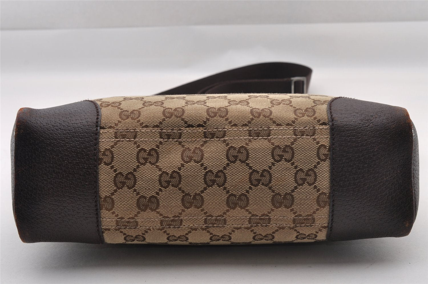 Authentic GUCCI Shoulder Cross Body Bag GG Canvas Leather 114273 Brown 1112I
