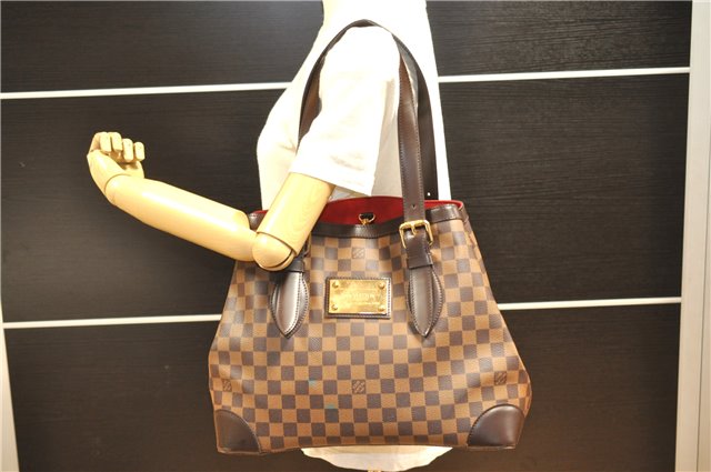 Authentic Louis Vuitton Damier Hampstead MM Shoulder Tote Bag N51204 LV 1114F