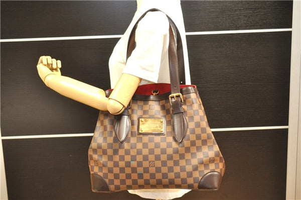 Authentic Louis Vuitton Damier Hampstead MM Shoulder Tote Bag N51204 LV 1114F