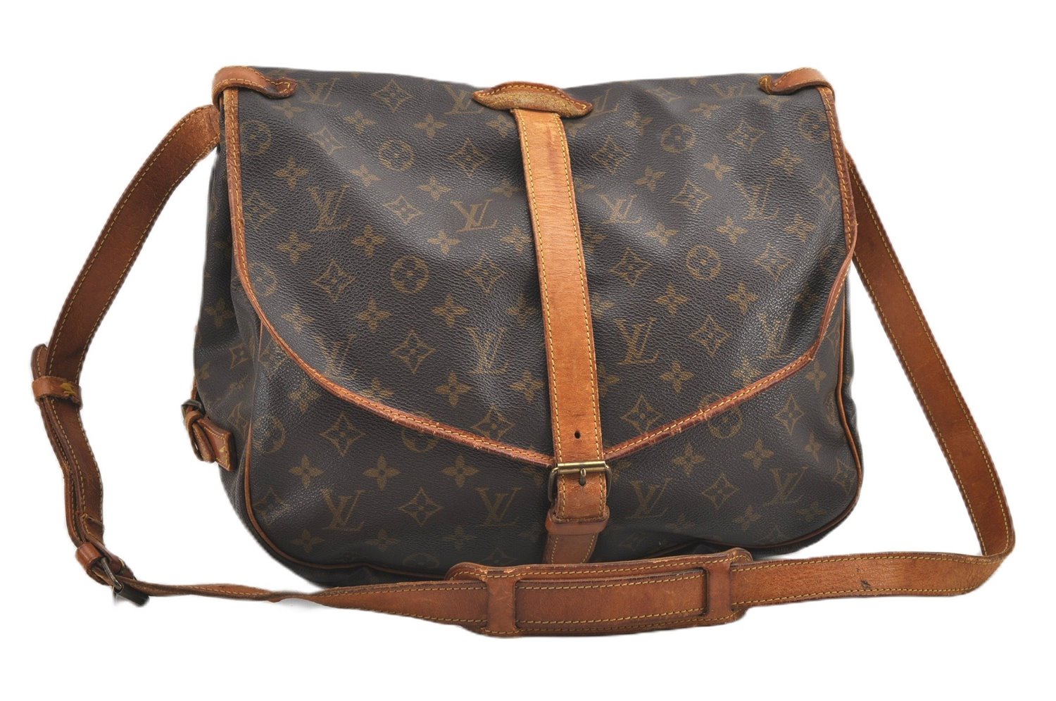 Authentic Louis Vuitton Monogram Saumur 35 Shoulder Cross Bag M42254 LV 1116G