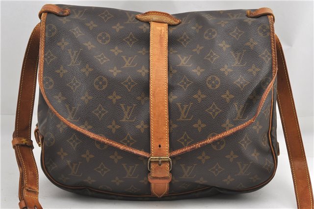 Authentic Louis Vuitton Monogram Saumur 35 Shoulder Cross Bag M42254 LV 1116G
