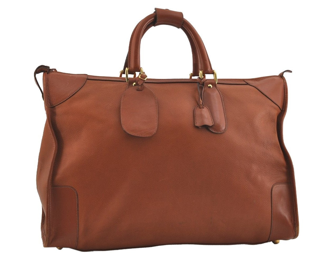 Authentic GUCCI Vintage Travel Boston Bag Leather Brown 1116I