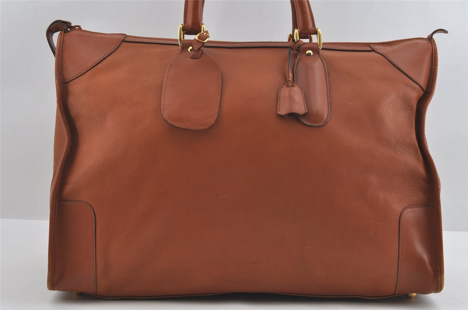 Authentic GUCCI Vintage Travel Boston Bag Leather Brown 1116I