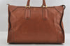 Authentic GUCCI Vintage Travel Boston Bag Leather Brown 1116I