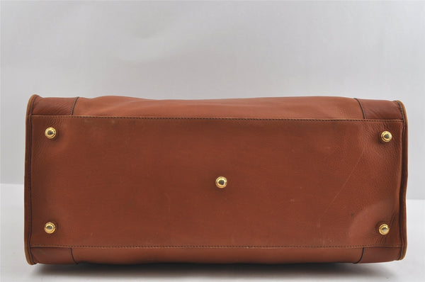 Authentic GUCCI Vintage Travel Boston Bag Leather Brown 1116I