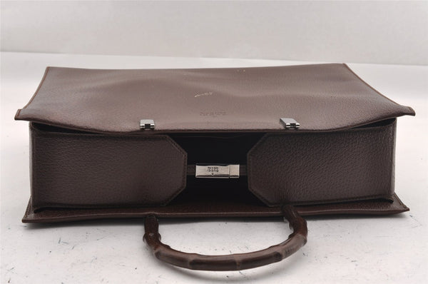 Authentic GUCCI Bamboo 2way Hand Tote Bag Leather 0021034 Brown Junk 1117I