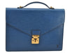 Authentic Louis Vuitton Epi Porte Documents Bandouliere SPO Briefcase Blue 1120I