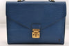 Authentic Louis Vuitton Epi Porte Documents Bandouliere SPO Briefcase Blue 1120I
