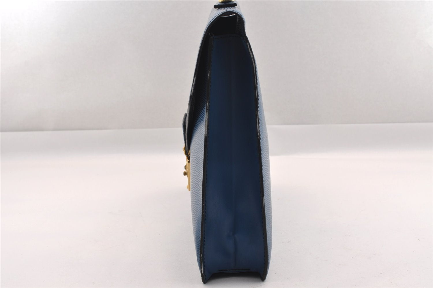 Authentic Louis Vuitton Epi Porte Documents Bandouliere SPO Briefcase Blue 1120I