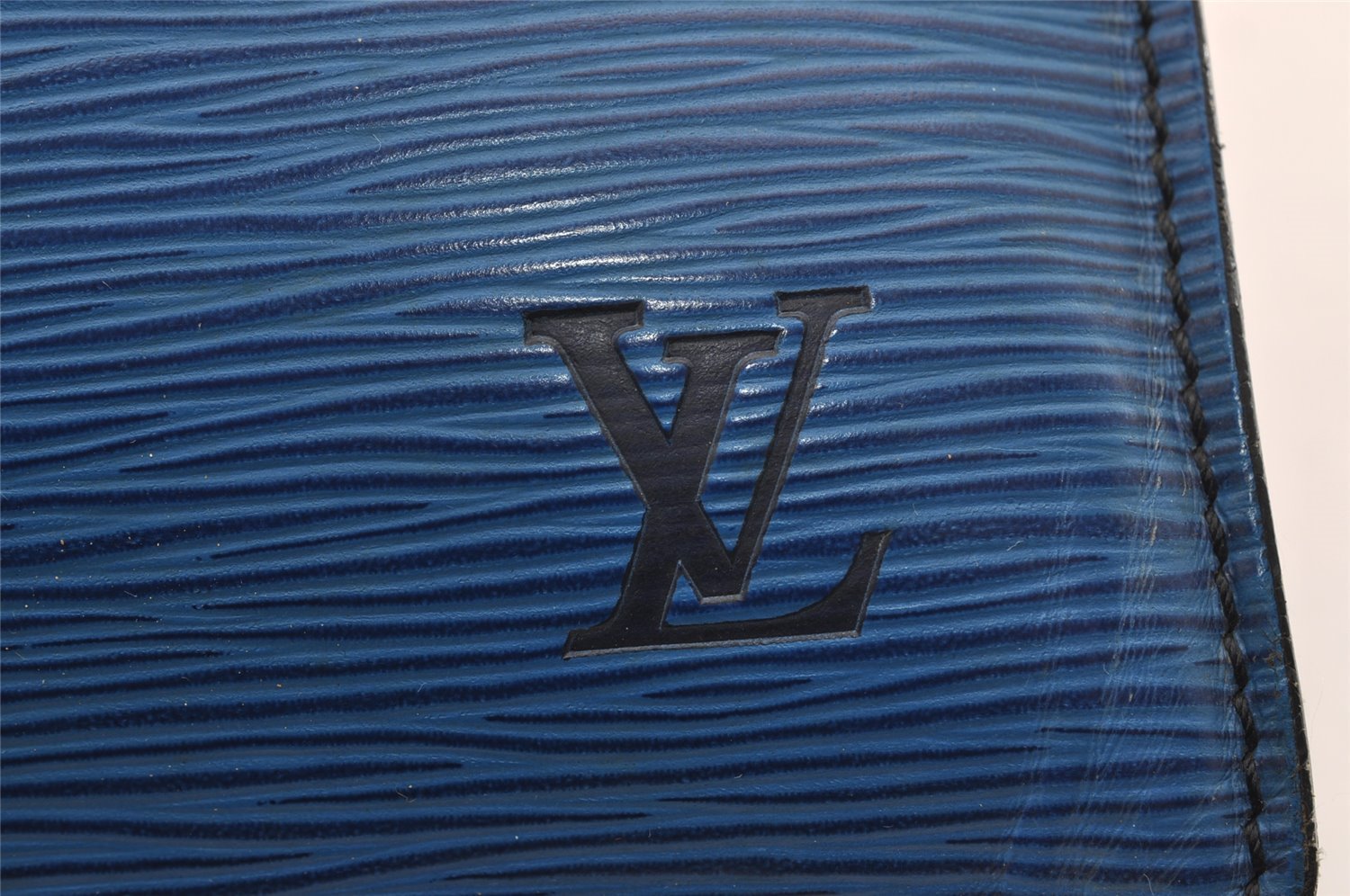 Authentic Louis Vuitton Epi Porte Documents Bandouliere SPO Briefcase Blue 1120I
