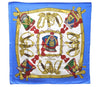 Authentic HERMES Carre 90 Scarf "GRAND UNIFORME" Silk Blue 1122D