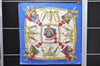 Authentic HERMES Carre 90 Scarf "GRAND UNIFORME" Silk Blue 1122D