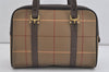 Authentic Burberrys Vintage Check Canvas Leather Tote Hand Bag Khaki Green 1122I