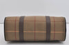 Authentic Burberrys Vintage Check Canvas Leather Tote Hand Bag Khaki Green 1122I