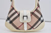 Authentic BURBERRY Nova Check Shoulder Hand Bag Purse PVC Enamel Beige 1123I