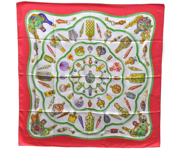 Authentic HERMES Carre 90 Scarf "Qu importe le flacon" Silk Red 1124D