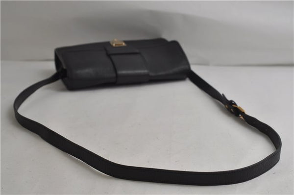 Authentic YVES SAINT LAURENT Shoulder Cross Body Bag Leather Black 1124E