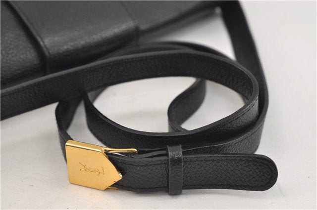 Authentic YVES SAINT LAURENT Shoulder Cross Body Bag Leather Black 1124E