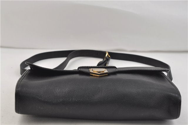 Authentic YVES SAINT LAURENT Shoulder Cross Body Bag Leather Black 1124E