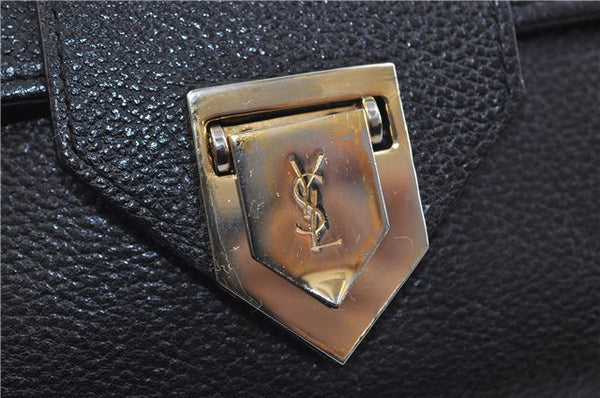 Authentic YVES SAINT LAURENT Shoulder Cross Body Bag Leather Black 1124E