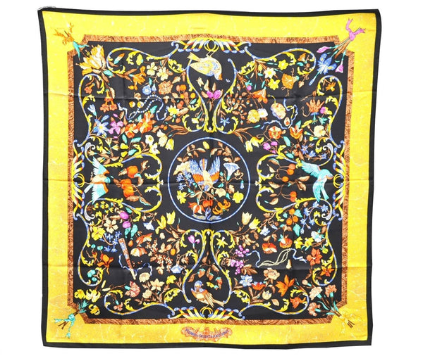 Auth HERMES Carre 90 Scarf "PIERRES d'ORIENT et d'OCCIDENT" Silk Black 1125D