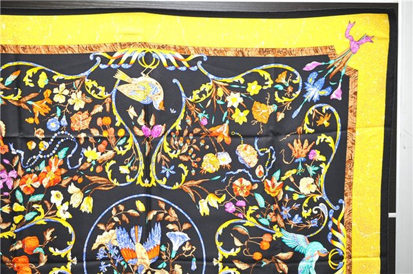 Auth HERMES Carre 90 Scarf "PIERRES d'ORIENT et d'OCCIDENT" Silk Black 1125D