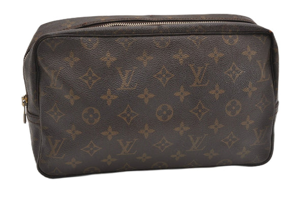 Auth Louis Vuitton Monogram Trousse Toilette 28 Clutch Hand Bag M47522 LV 1127G