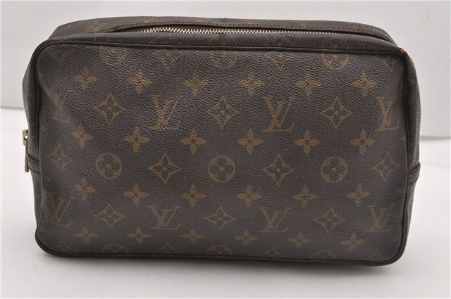 Auth Louis Vuitton Monogram Trousse Toilette 28 Clutch Hand Bag M47522 LV 1127G