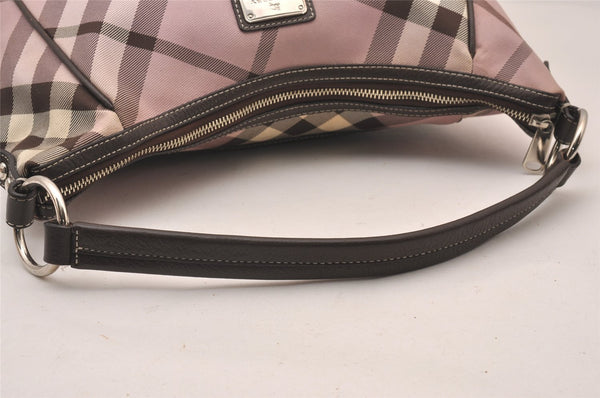 Authentic BURBERRY BLUE LABEL Check 2Way Shoulder Bag Canvas Leather Pink 1127I