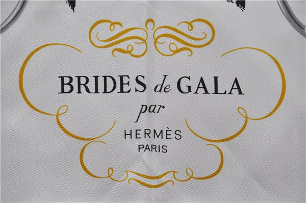 Authentic HERMES Carre 90 Scarf "BRIDES de GALA par" Silk Black 1128D