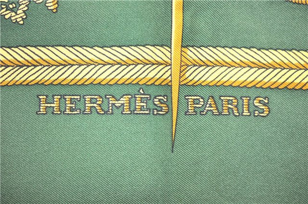 Authentic HERMES Carre 90 Scarf "Les Armes de Paris" Silk Yellow 1131D