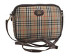 Authentic Burberrys Nova Check Shoulder Cross Bag Canvas Leather Beige 1131I