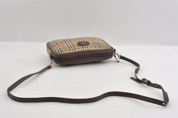Authentic Burberrys Nova Check Shoulder Cross Bag Canvas Leather Beige 1131I