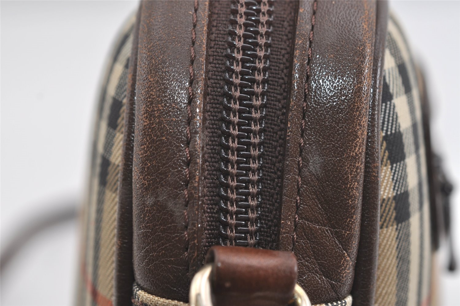 Authentic Burberrys Nova Check Shoulder Cross Bag Canvas Leather Beige 1131I