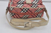Authentic BURBERRY BLUE LABEL Check Shoulder Cross Bag Nylon Leather Pink 1132I
