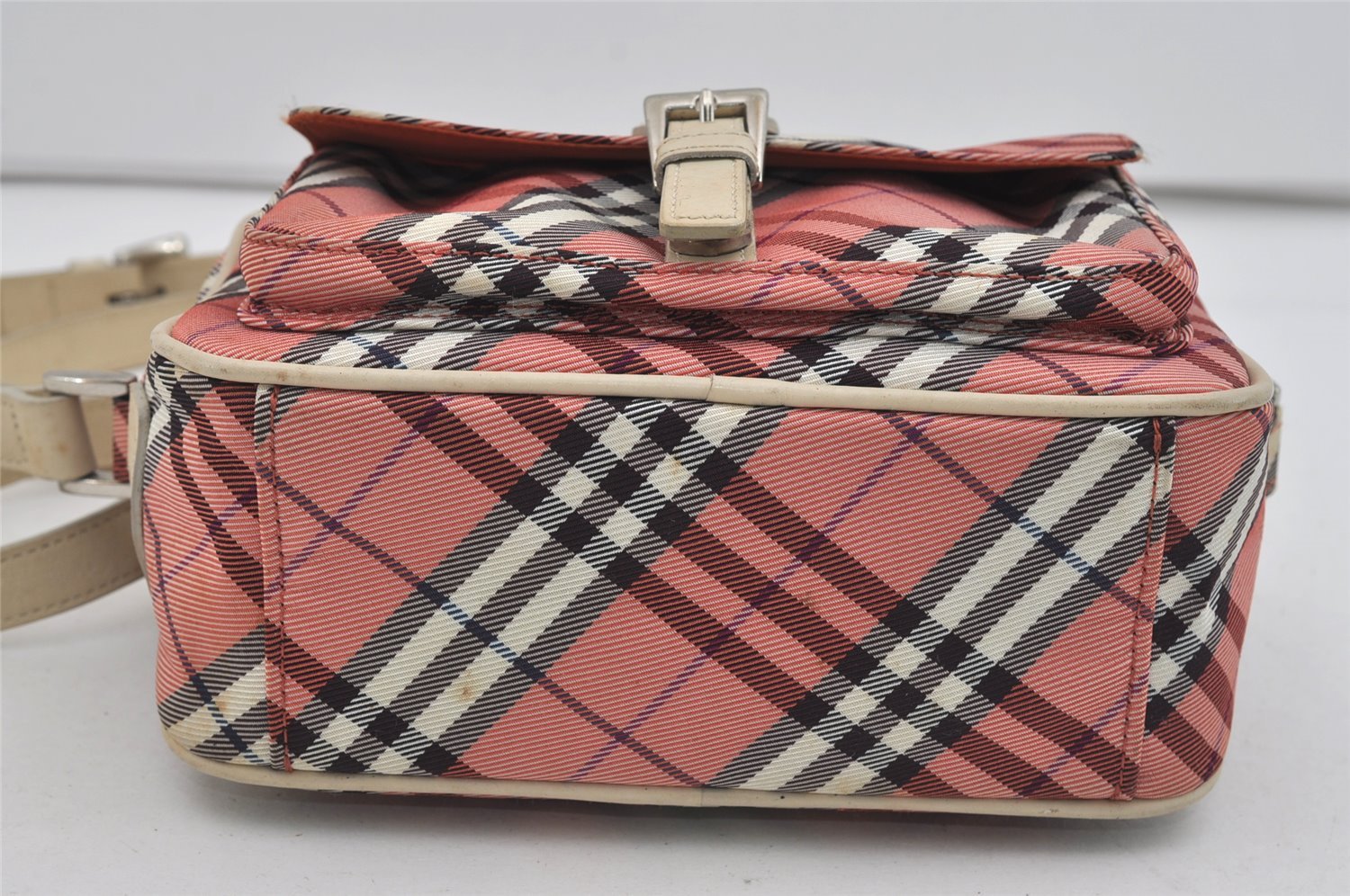 Authentic BURBERRY BLUE LABEL Check Shoulder Cross Bag Nylon Leather Pink 1132I