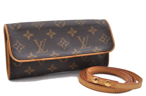 Authentic Louis Vuitton Monogram Pochette Twin PM Shoulder Bag M51854 LV 1134D