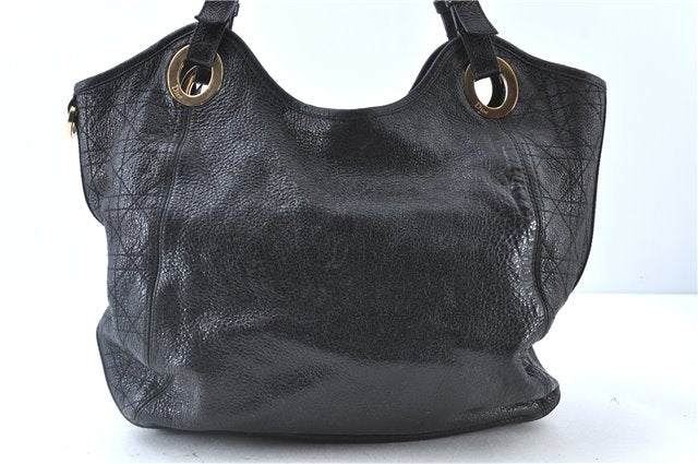 Authentic Christian Dior Cannage Shoulder Tote Bag Leather Black 1134E
