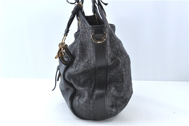 Authentic Christian Dior Cannage Shoulder Tote Bag Leather Black 1134E