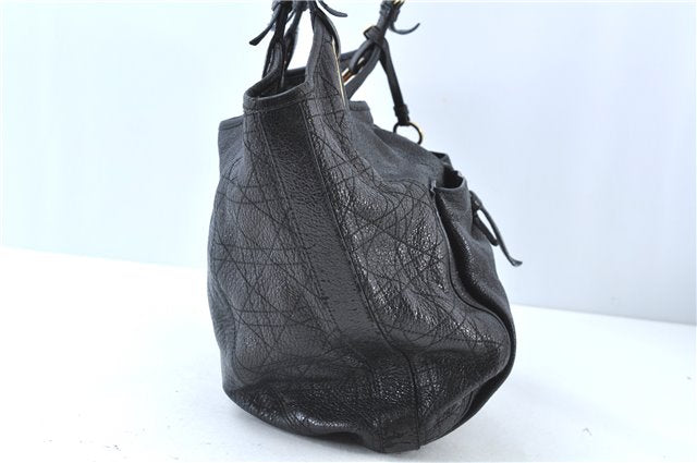 Authentic Christian Dior Cannage Shoulder Tote Bag Leather Black 1134E