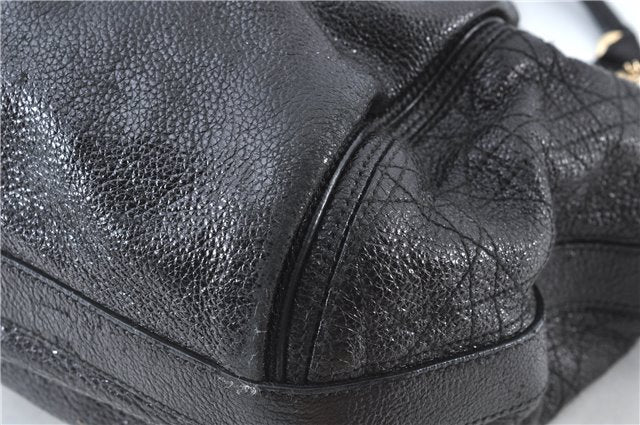 Authentic Christian Dior Cannage Shoulder Tote Bag Leather Black 1134E